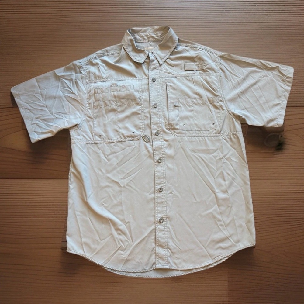 Reel Legends Men’s (M) Shirt Grey Short Sleeve Performance Fishing Vented UPF 50